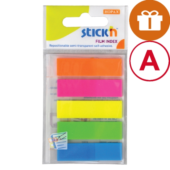 Obrázek Záložky samolepicí plastové STICK 'N 45 x 12 mm - neonová / 5 x 25 ks