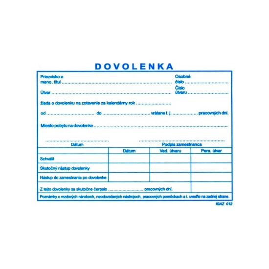 Obrázek Dovolenka A6 - 100 listov, recyk., drev. pap./IGAZ 012