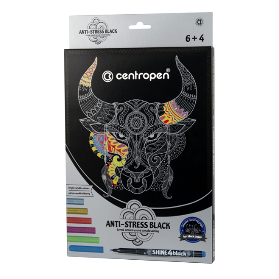 Obrázek Omalovánky antistresové Centropen 9390 ANTI-STRESS BLACK / 10 ks