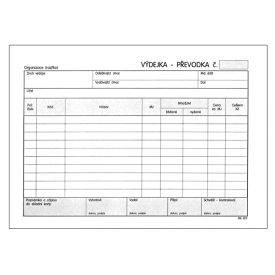 Obrázek Výdejka-převodka A5 propis P 005151