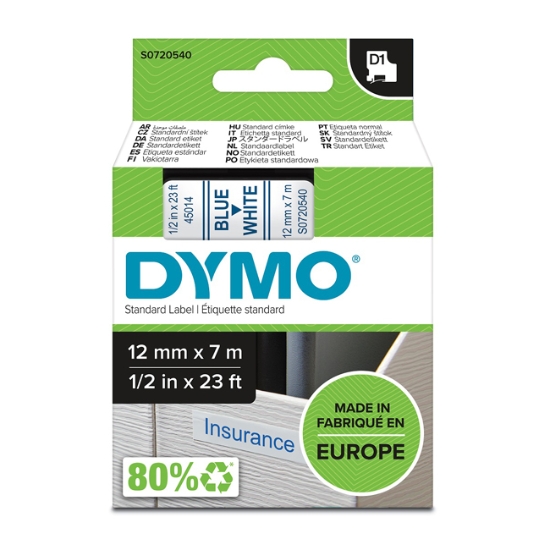 Obrázek Dymo páska D1 12mm x 7m - modrá/bílá