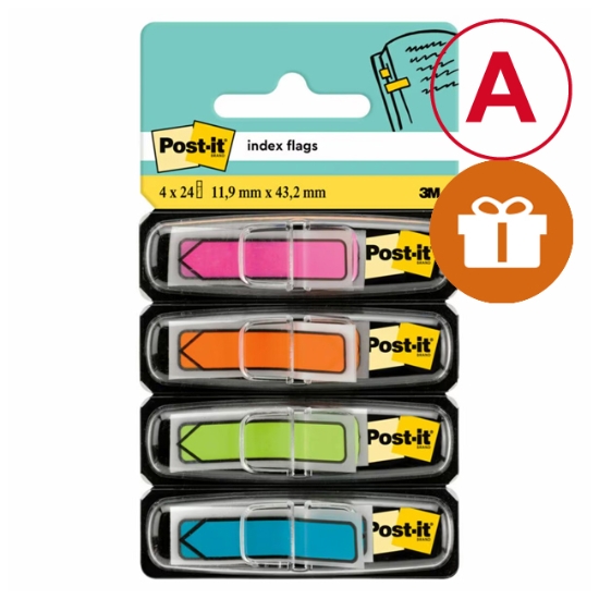 Obrázek Záložky Post-it 11,9 x 43,2 mm  šipky - Neonové / 4ks