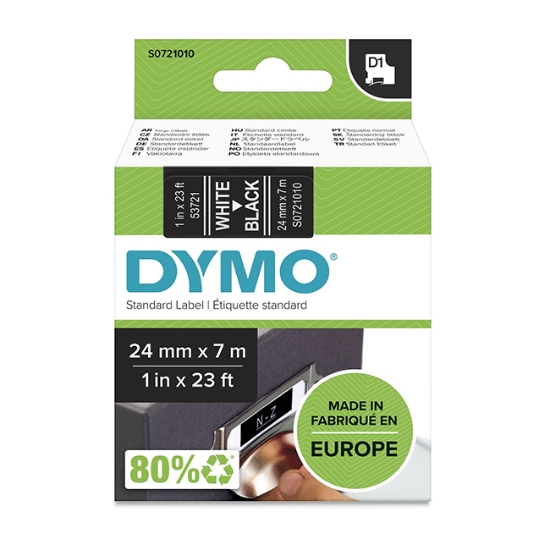 Obrázek Dymo páska D1 24mm x 7m - bílá/černá