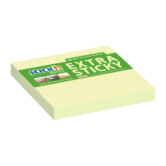 Obrázek Bloček samolepicí Extra Sticky 76x76mm, 90 lístků - pastel. žlutý