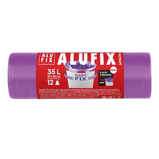 Obrázek Pytle Elastic FIX ALUFIX LDPE 53x60cm 35L - fialové/12ks