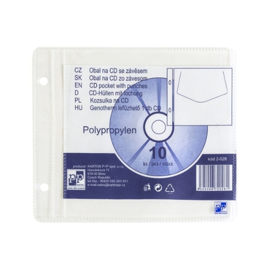 Obrázek Obal závěsný na CD / DVD kapacita 1 CD / DVD / 10 ks