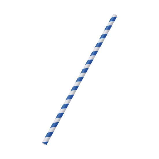 Obrázek Slámka papírová JUMBO modrá spirála 25 cm, Ø 8 mm [100 ks] 