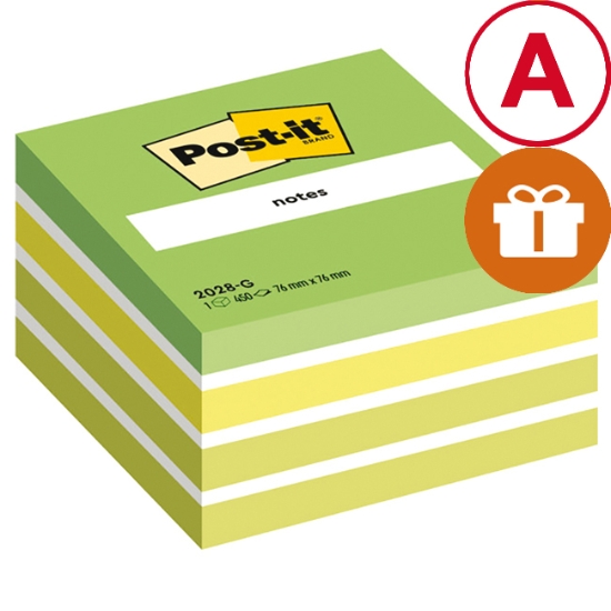 Obrázek Bloček samolepicí Post-it 76x76 mm / 450l - barvy aquarelle (2028G)