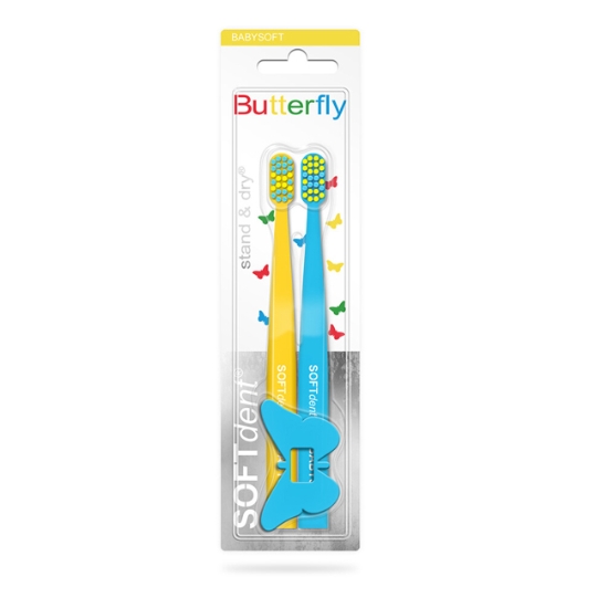 Obrázek Kartáček SOFTdent Butterfly KIDS STAND DRY/2ks