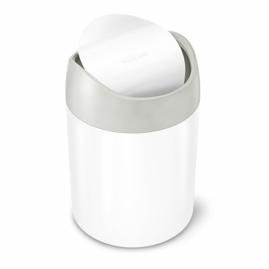Obrázek Mini odpadkový koš na stůl Simplehuman, 1,5 l, bílá ocel