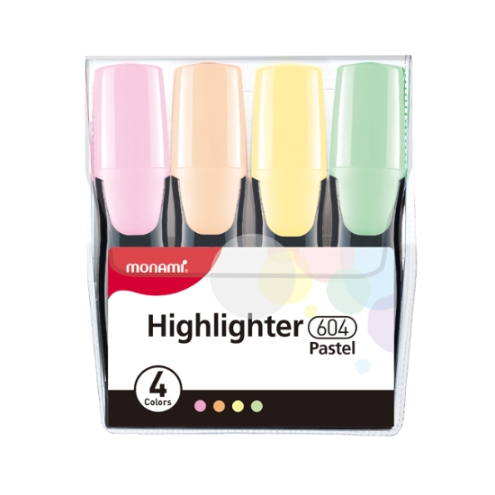 Obrázek Zvýrazňovač MONAMI 604 PASTEL / 4 barvy
