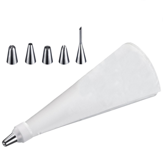 Obrázek Set zdobící MAXI STEEL s 5 velkými nerezovými nástavci, sáček 40 cm / 7 dílů