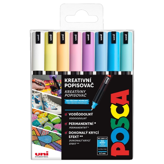 Obrázek Popisovač kreativní Posca, pastelové barvy,  hrot 0,7 mm / 8 ks