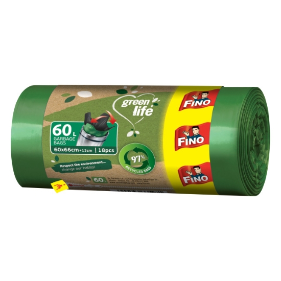 Obrázek Pytle FINO LD Green Life Easy pack 60L,27 μm / 18 ks