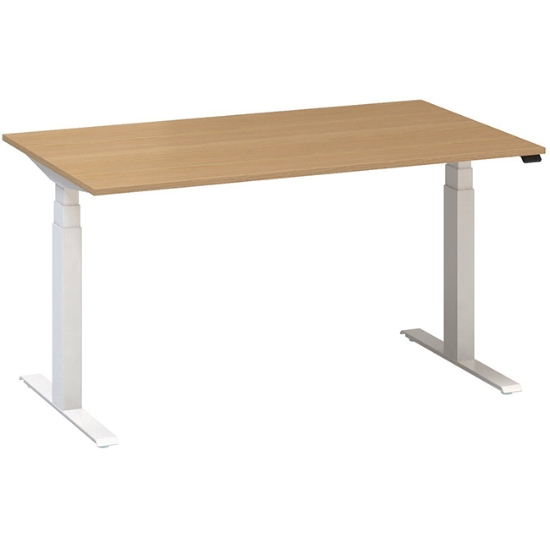Obrázek ALFA UP stůl výškově stavitelný 140 cm  - buk / bílé podnoží
