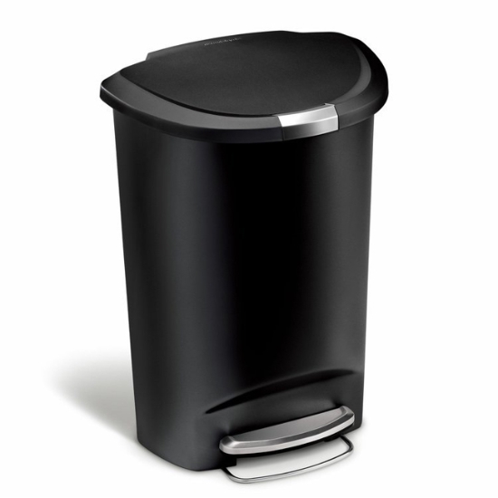 Obrázek Pedálový odpadkový koš Simplehuman – 50 l, půlkulatý, černý plast