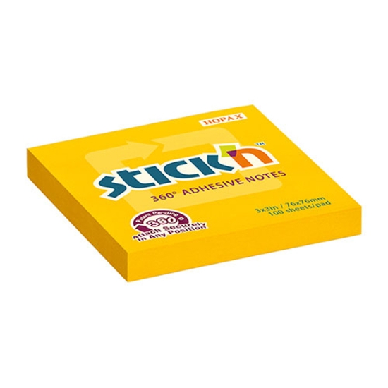 Obrázek Bloček samolepicí 360° STICK´N, 76x76mm, 100 l - oranžový