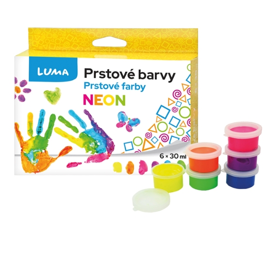 Obrázek Barvy prstové neon LUMA 30ml/6 ks