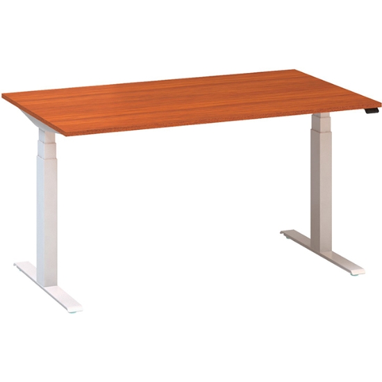 Obrázek ALFA UP stůl výškově stavitelný 140 cm  - trešeň / bílé podnoží