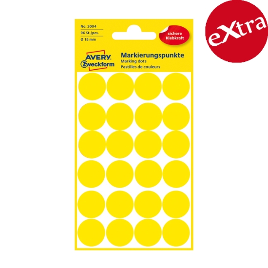 Obrázek Etikety Avery-Zweckform - Označovací kolečka ø 18 mm - žlutá / 96ks