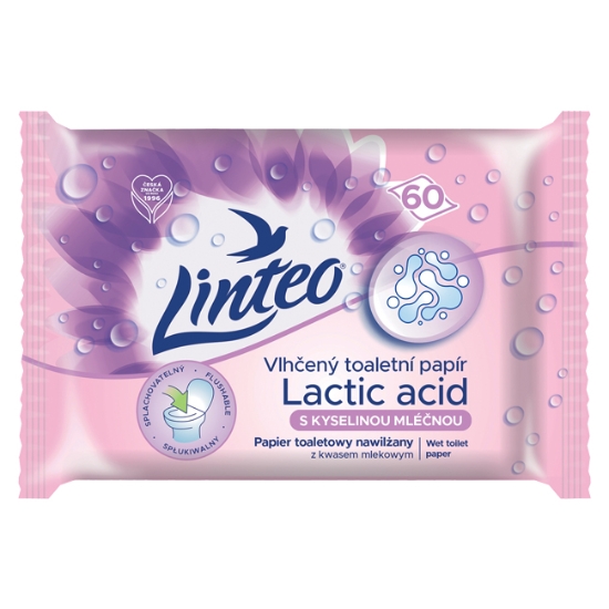 Obrázek Vlhčený toaletní papír LINTEO s kyselinou mléčnou / 60 ks