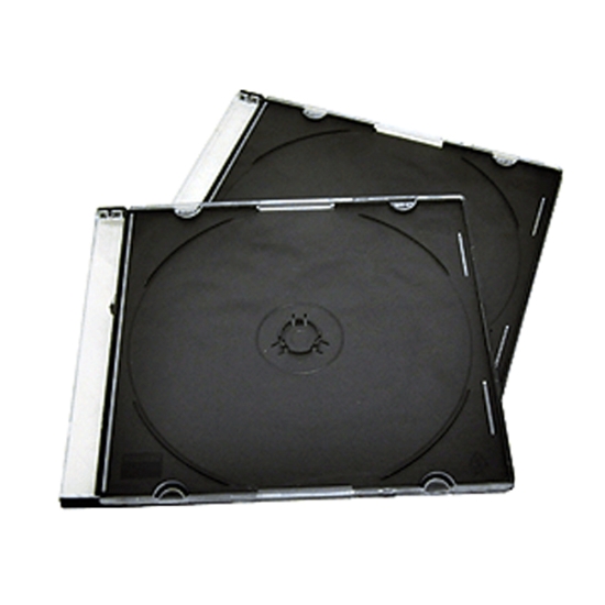 Obrázek Box na 1 ks CD, průhledný, černý tray, tenký / 10 ks