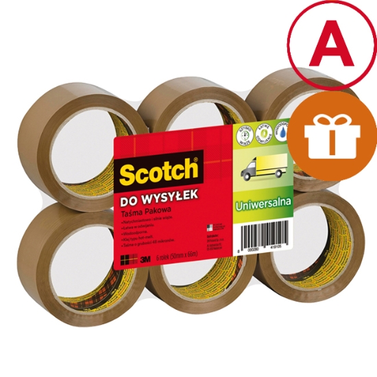 Obrázek Páska balicí Scotch 3M 50 mm x 66 m - hnědá / 6 ks