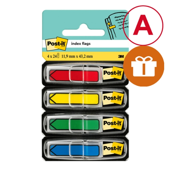 Obrázek Záložky Post-it 11,9 x 43,1 mm  šipky - barvy syté / 4 x 24 ks