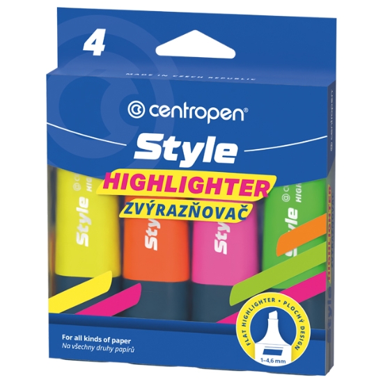 Obrázek Zvýrazňovač Centropen Style 6252 fluo - sada 4 ks