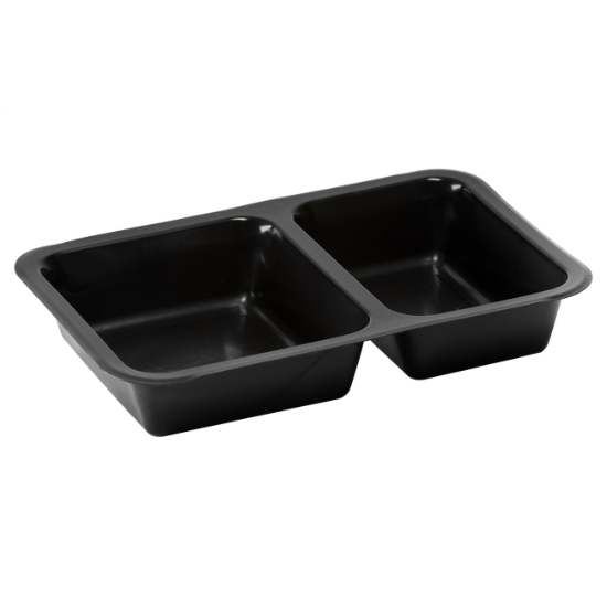 Obrázek Miska zatavovací dvoukomorová, 255 x 160 x 42mm, PE + PP - černá/400 ks