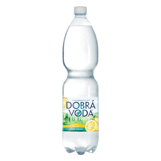 Obrázek Dobrá voda jemně perlivá 1,5 l - citron / 6 ks