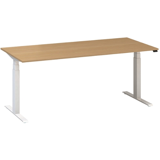 Obrázek ALFA UP stůl výškově stavitelný 180 cm - buk / bílé podnoží