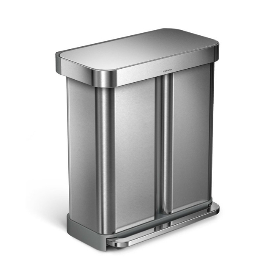 Obrázek Pedálový odpadkový koš Simplehuman na tříděný odpad  – 58l (34/24), matná ocel