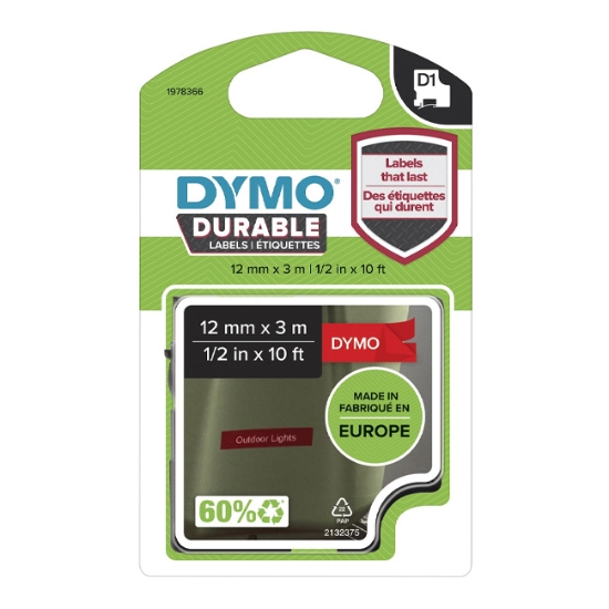 Obrázek Dymo páska D1 vinylová 12 mm x 3 m - červená