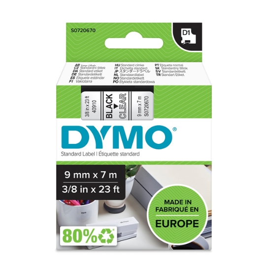 Obrázek Dymo páska D1 9mm x 7m - průhledná   40910