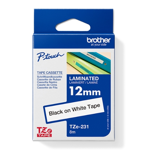 Obrázek Páska do tiskárny štítků Brother TZE231, 12mm, černý tisk/bílý podklad, O