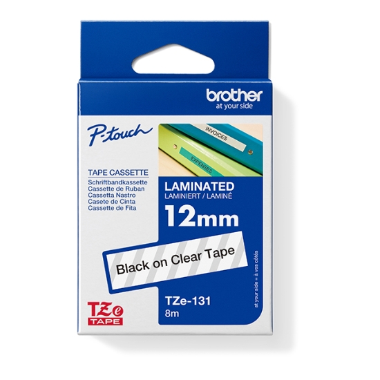 Obrázek Páska do tiskárny štítků Brother, TZE-131, 12mm, černý tisk/průsvitný podklad, O